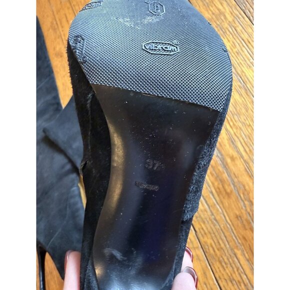 Alexander Wang Over The Knee Black Suede Leather Boots Stiletto Heel Size 37 GUC - Picture 6 of 13